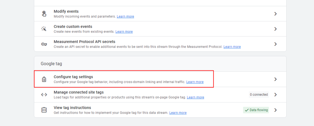 Configure Tag setting in GA4