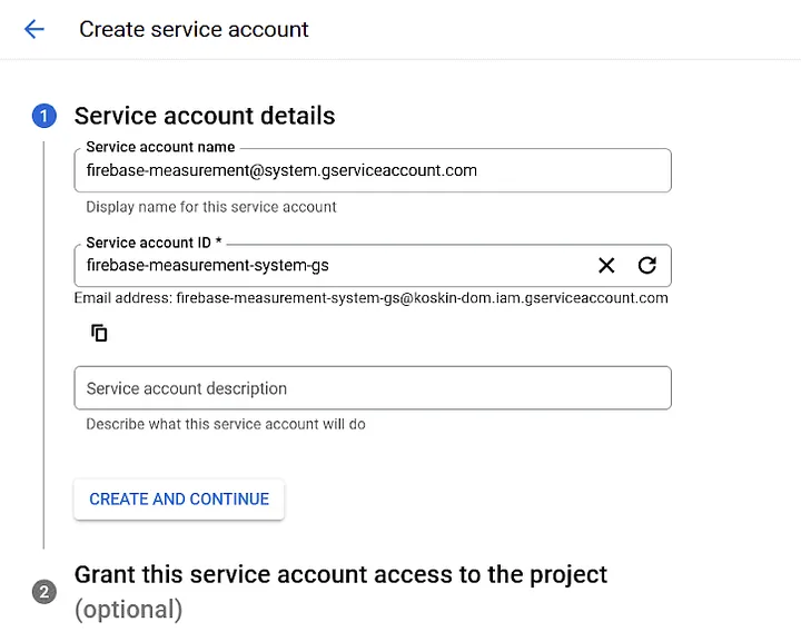 Creating service account