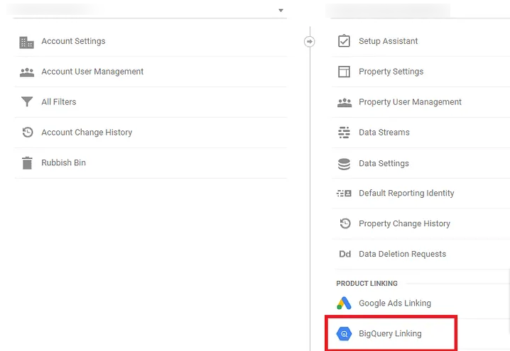 Linking BigQuery with GA4 Property